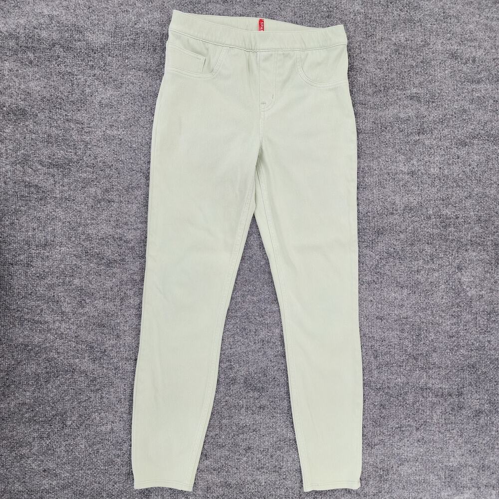 SPANX Pants Womens Medium Green Skinny Stretch Denim Pull-On Casual Comfort Jean